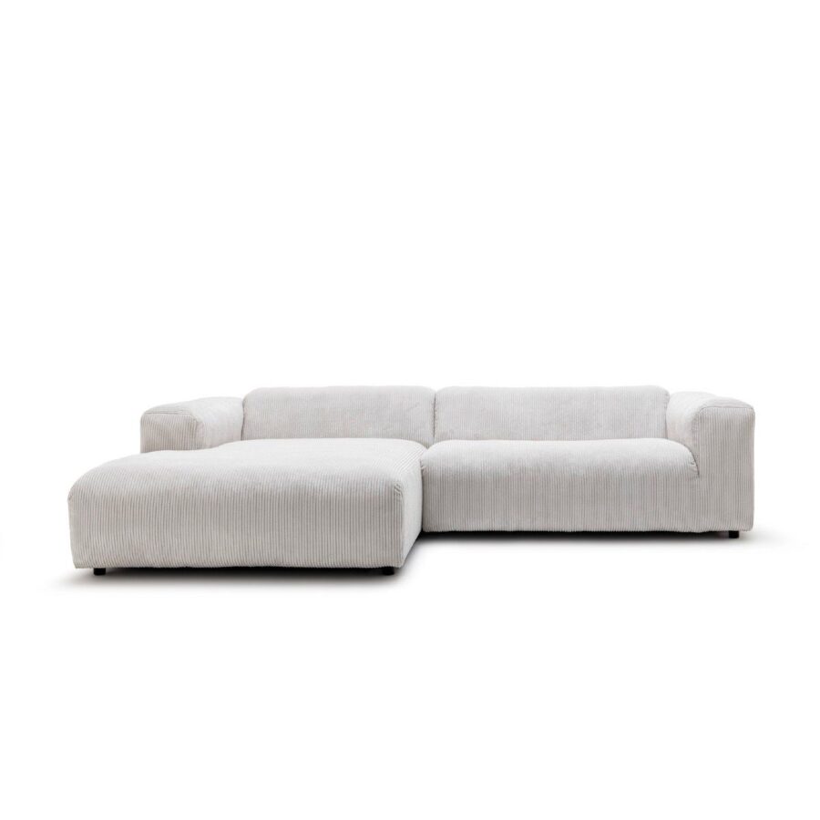 freistil by Rolf Benz Freistil 187 Ecksofa mit Ottomane links und Bezug Cord in Weiss — Frontansicht ohne Kissen