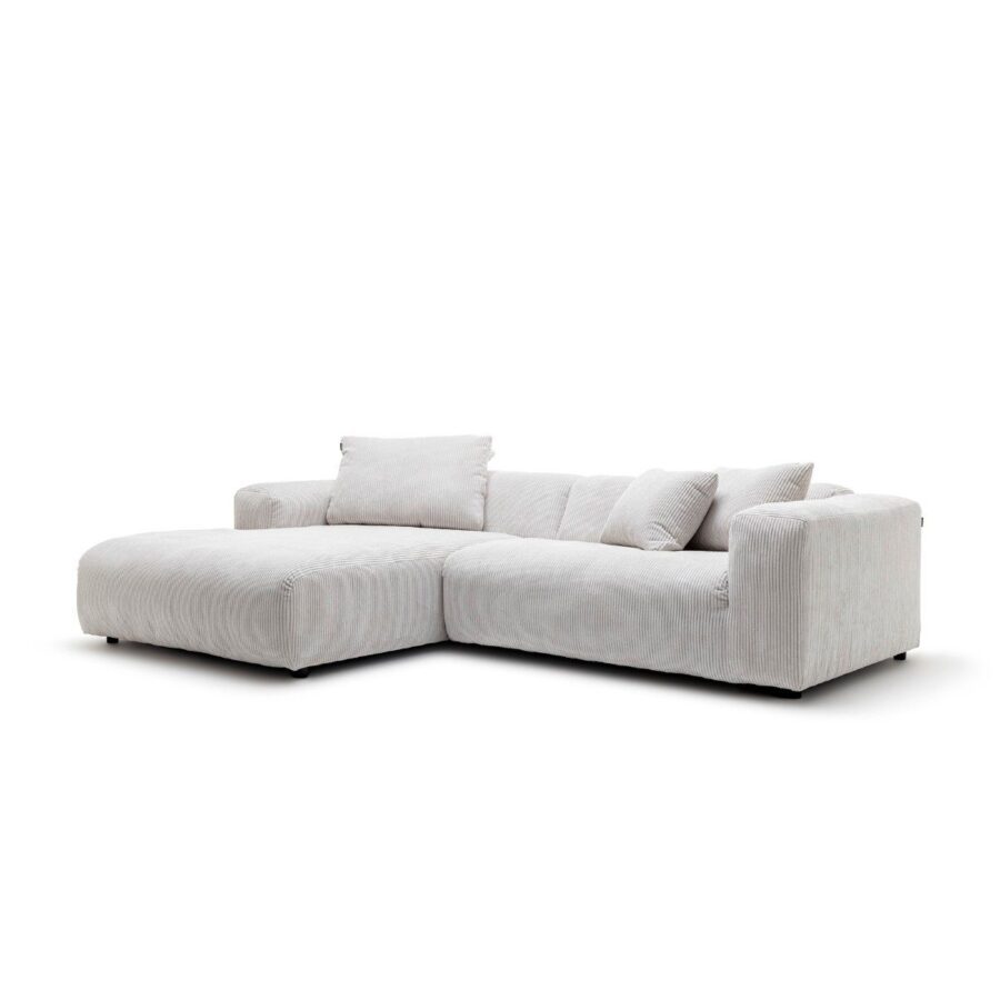 freistil by Rolf Benz Freistil 187 Ecksofa mit Ottomane links und Bezug Cord in Weiss