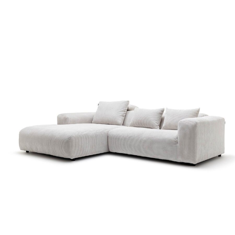 freistil by Rolf Benz Freistil 187 Ecksofa mit Ottomane links und Bezug Cord in Weiss