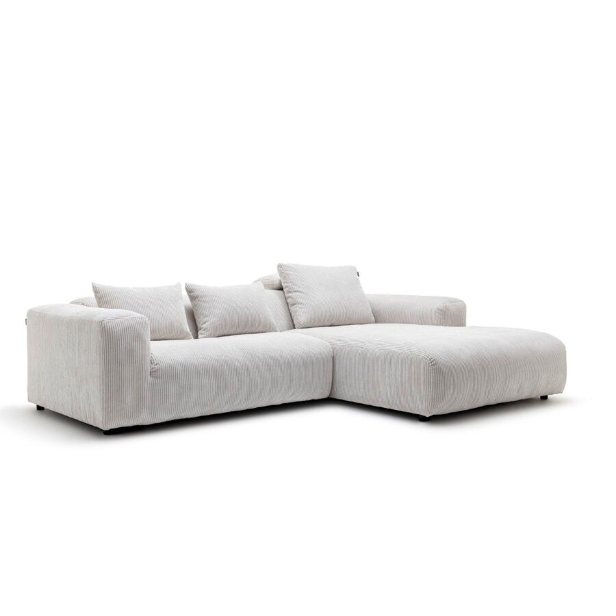 freistil by Rolf Benz Freistil 187 Ecksofa mit Ottomane rechts und Bezug Cord in Weiss