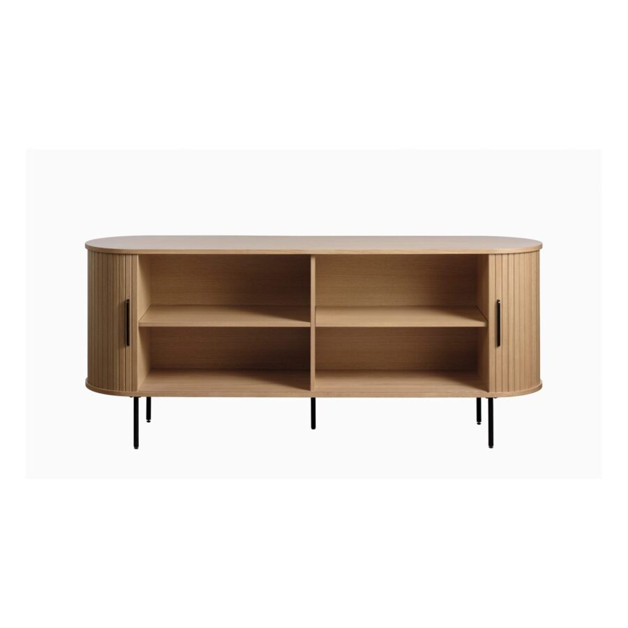 Trendstore Uriel Sideboard 180 cm mit Holzlamellen in Eiche natur - offen