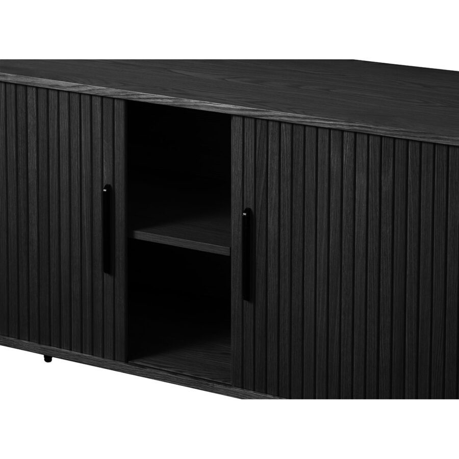 Trendstore Uriel Sideboard 180 cm mit Holzlamellen in Eiche schwarz - Detail