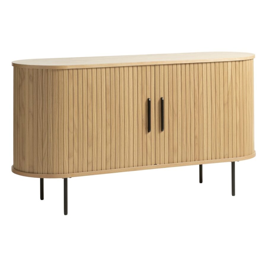 Trendstore Uriel Sideboard in Eiche Furnier Natur mit Füssen und Griffen aus Metall