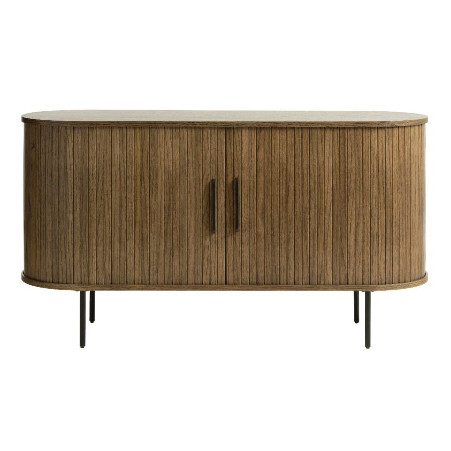 Trendstore Uriel Sideboard in Eiche Furnier Smoked mit Füssen und Griffen aus Metall - frontal