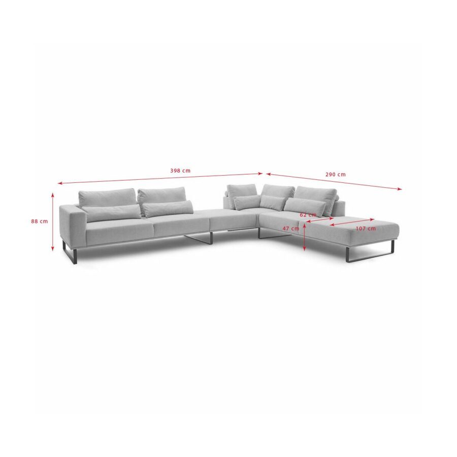 Musterring JustB! Ecksofa - Skizze mit Massen