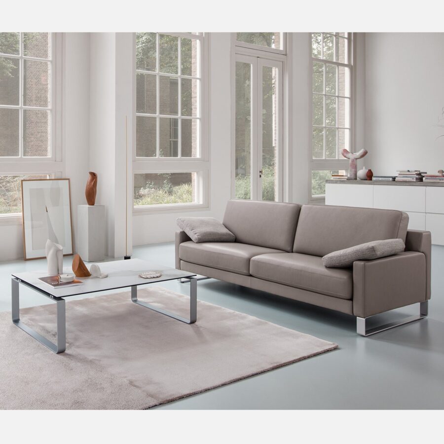 Rolf Benz Ego Sofa in Leder beigegrau - Wohnbeispiel