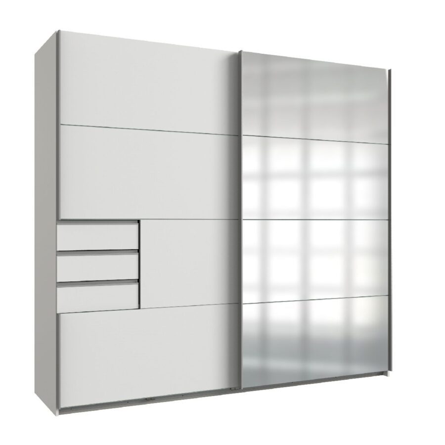 Wimex Saigon Schwebetürenschrank 2-trg, Korpus weiss, Front Spiegelglas