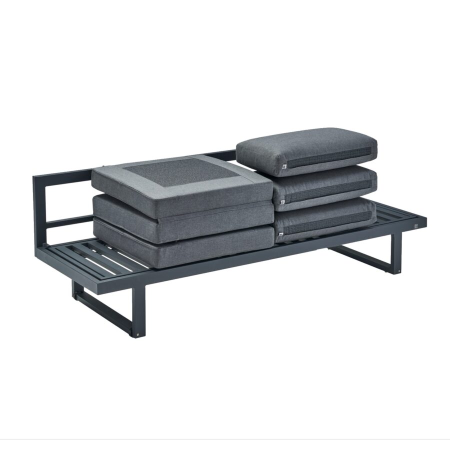 CASA DOMA Aragona Loungesofa, Gestell Aluminium anthrazit, Polster Tuvatextil® Panama grafito