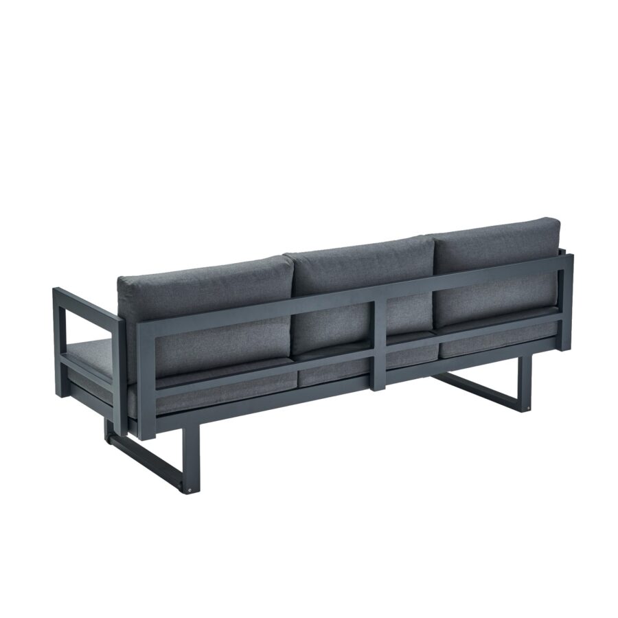 CASA DOMA Aragona 3-Sitzer Loungesofa, Gestell Alu anthrazit, Polster Tuvatextil® Panama grafito