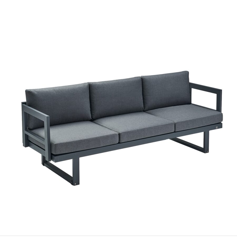 CASA DOMA Aragona 3-Sitzer Loungesofa, Gestell Alu anthrazit, Polster Tuvatextil® Panama grafito