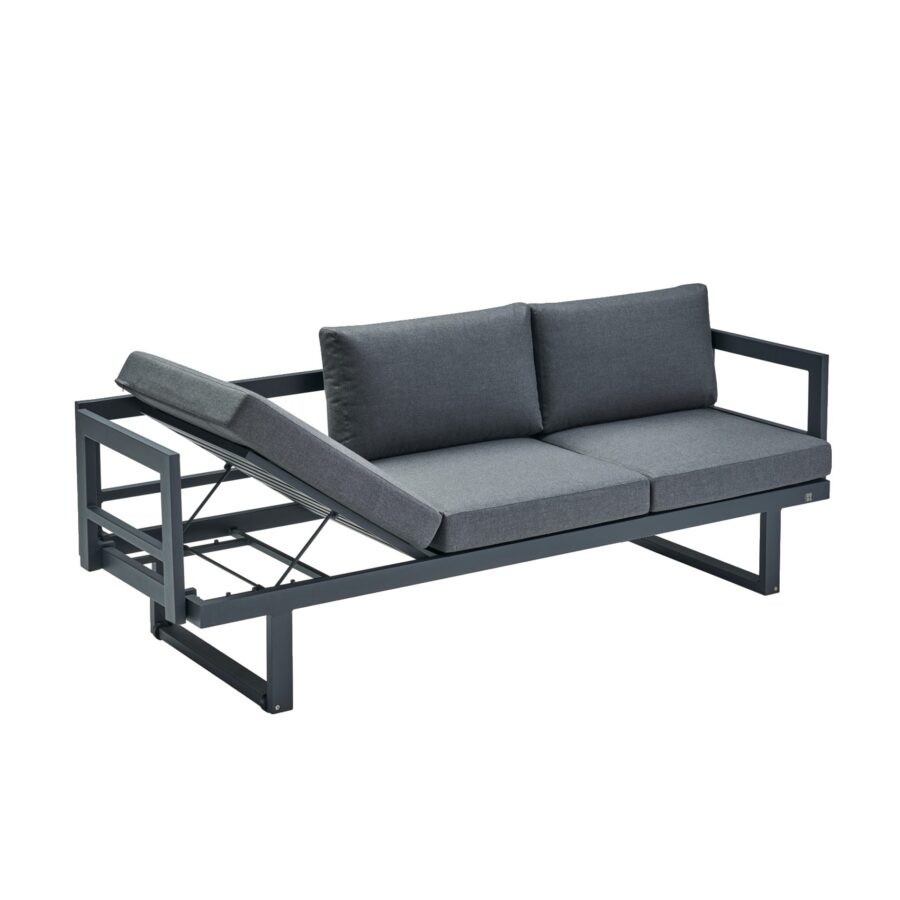 CASA DOMA Aragona 3-Sitzer Loungesofa, Gestell Alu anthrazit, Polster Tuvatextil® Panama grafito