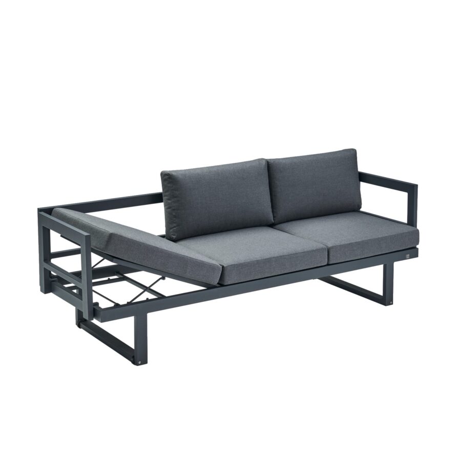 CASA DOMA Aragona 3-Sitzer Loungesofa, Gestell Alu anthrazit, Polster Tuvatextil® Panama grafito