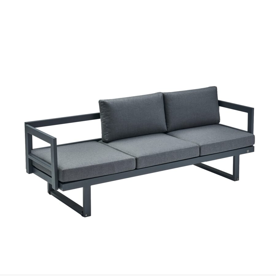 CASA DOMA Aragona 3-Sitzer Loungesofa, Gestell Alu anthrazit, Polster Tuvatextil® Panama grafito