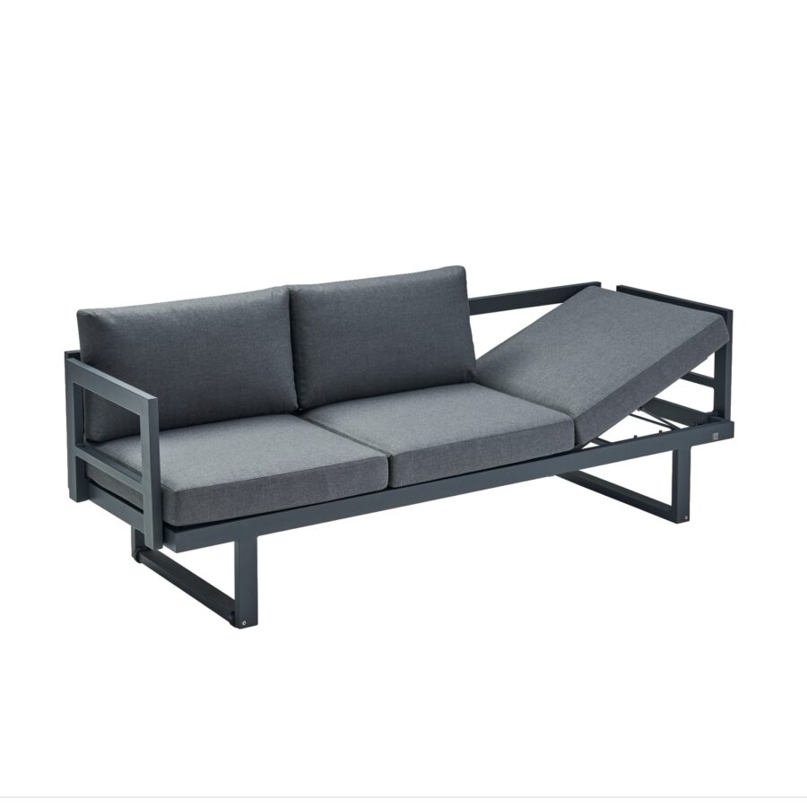 CASA DOMA Aragona 3-Sitzer Loungesofa, Gestell Alu anthrazit, Polster Tuvatextil® Panama grafito