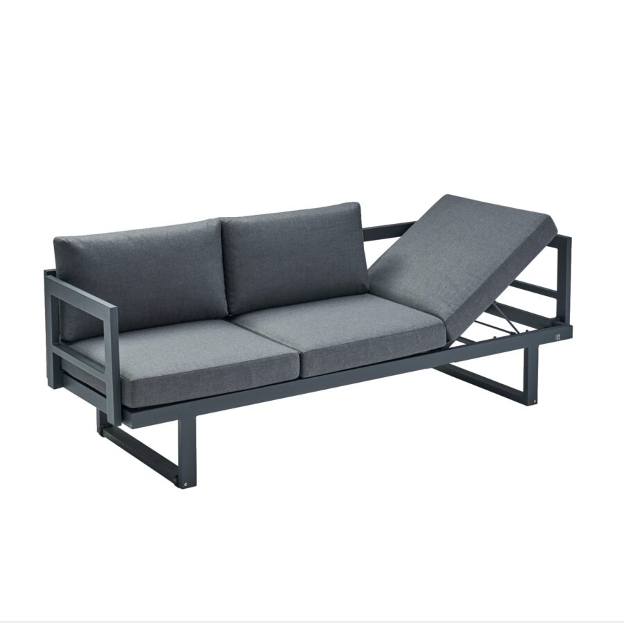 CASA DOMA Aragona 3-Sitzer Loungesofa, Gestell Alu anthrazit, Polster Tuvatextil® Panama grafito