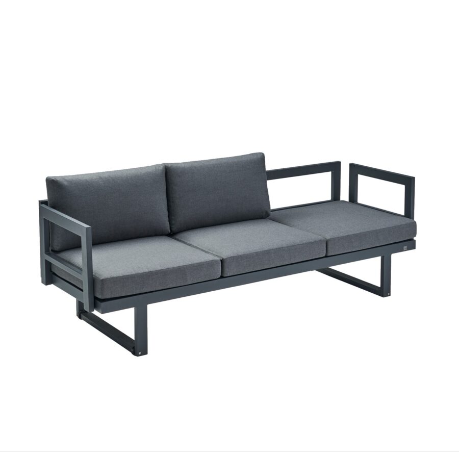 CASA DOMA Aragona 3-Sitzer Loungesofa, Gestell Alu anthrazit, Polster Tuvatextil® Panama grafito