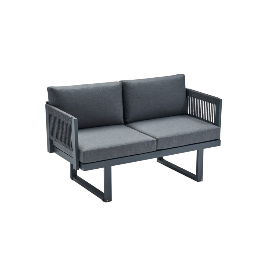 CASA DOMA Aragona DINING 2-Sitzer Loungesofa, Rope, Gestell Alu anthrazit, Polster Tuvatextil® Panama grafito