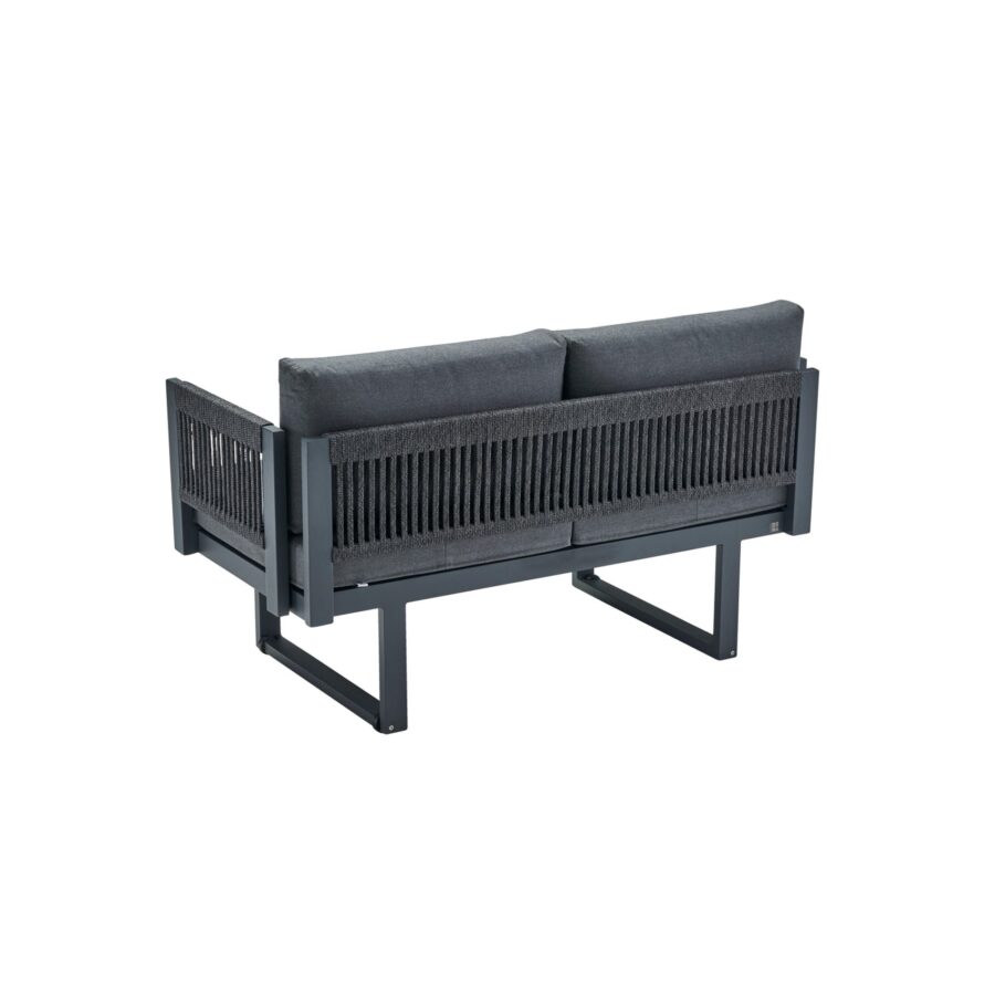 CASA DOMA Aragona DINING 2-Sitzer Loungesofa, Rope, Gestell Alu anthrazit, Polster Tuvatextil® Panama grafito