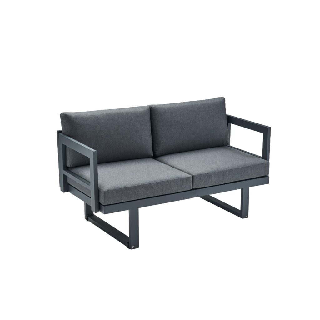 CASA DOMA Aragona 2-Sitzer Loungesofa, Gestell Alu anthrazit, Polster Tuvatextil® Panama grafito