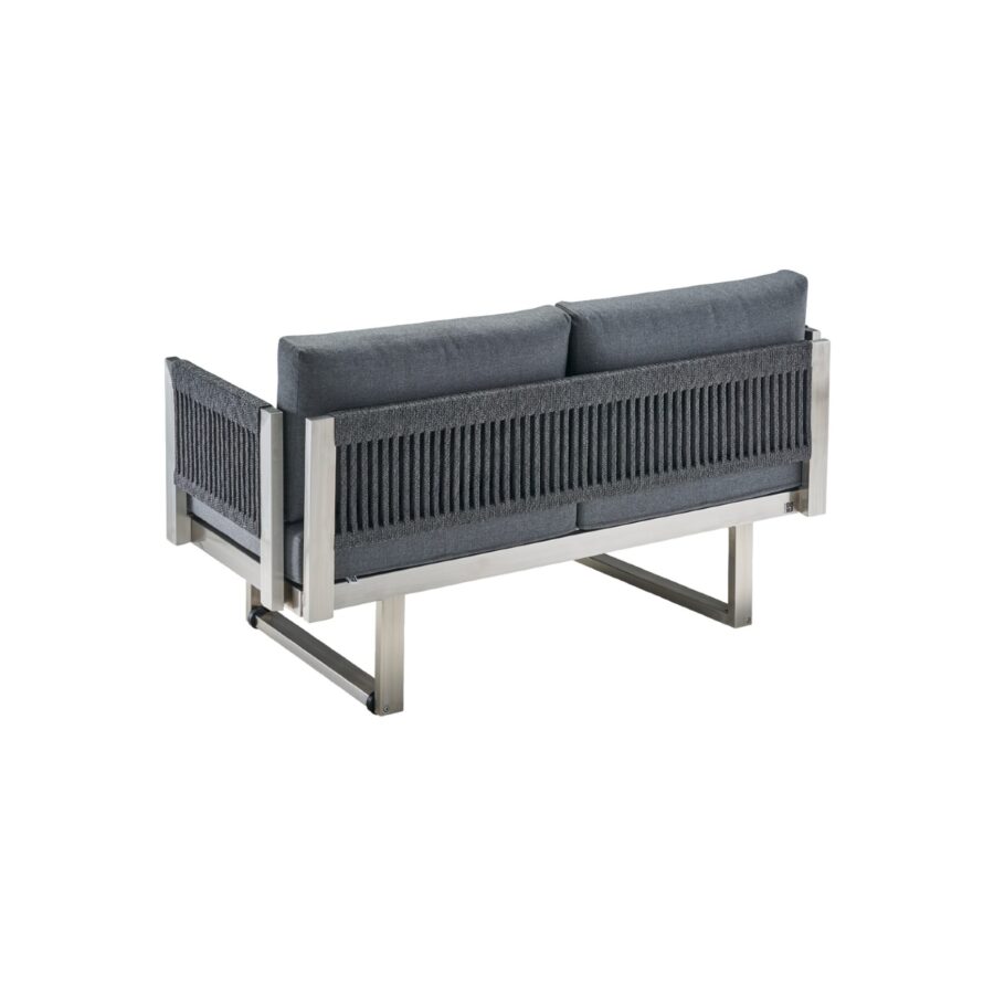 CASA DOMA Aragona 2-Sitzer Loungesofa, Rope, Gestell Edelstahl, Polster Tuvatextil® Panama grafito