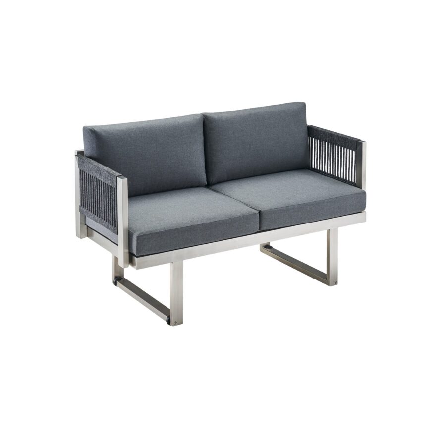 CASA DOMA Aragona DINING 2-Sitzer Loungesofa, Rope, Gestell Edelstahl, Polster Tuvatextil® Panama grafito