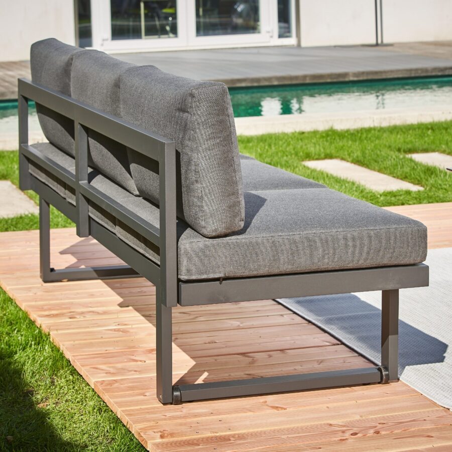 CASA DOMA Aragona Loungesofa, Gestell Aluminium anthrazit, Polster Tuvatextil® Panama grafito