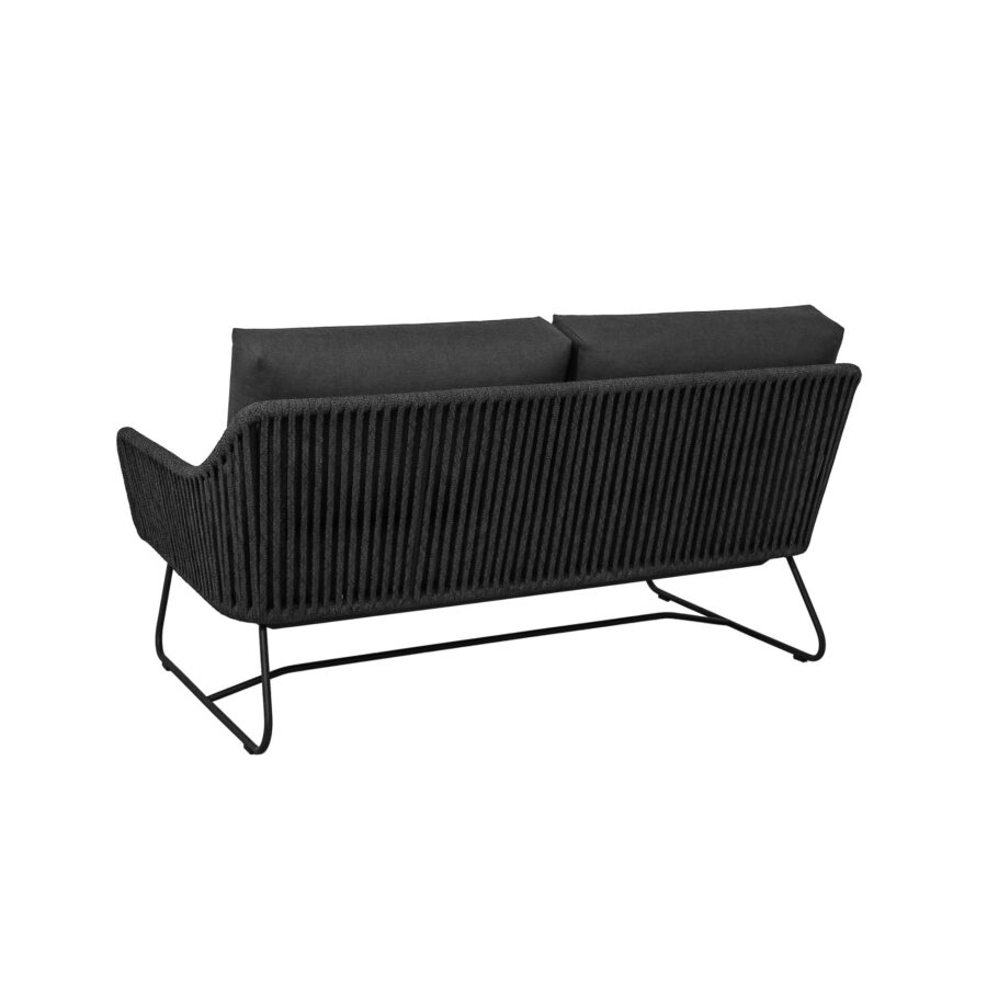 CASA DOMA Ribera 2-Sitzer Loungesofa L-Form, Kufengestell Edelstahl anthrazit, Sitz Rope anthrazit (vertikal breit), Kissen Tuvatextil® Panama grafito