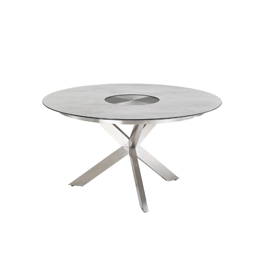 CASA DOMA Rosano Tisch 138 cm, Edelstahl gebürstet, HPL Chromix silber