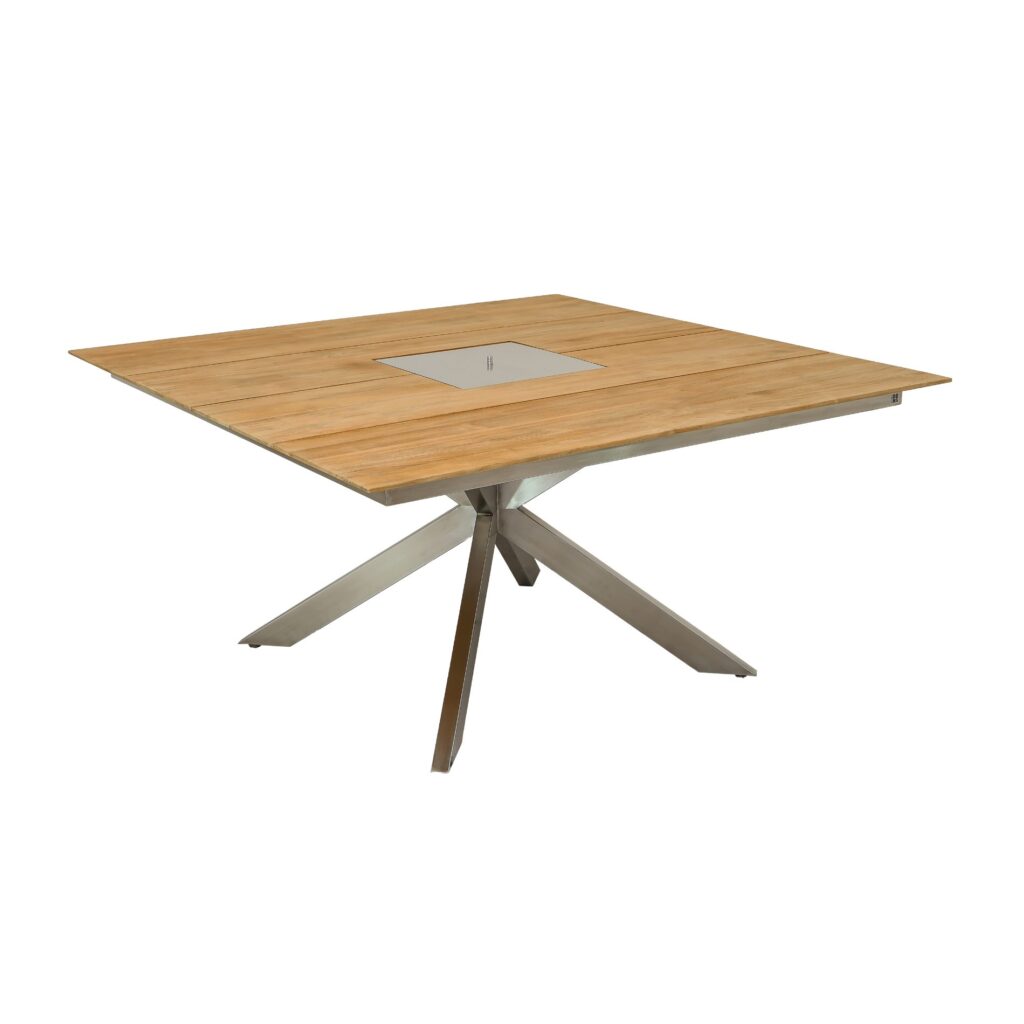 CASA DOMA Siderno Gartentisch 150×150 cm, Gestell Edelstahl, Tischplatte Teak