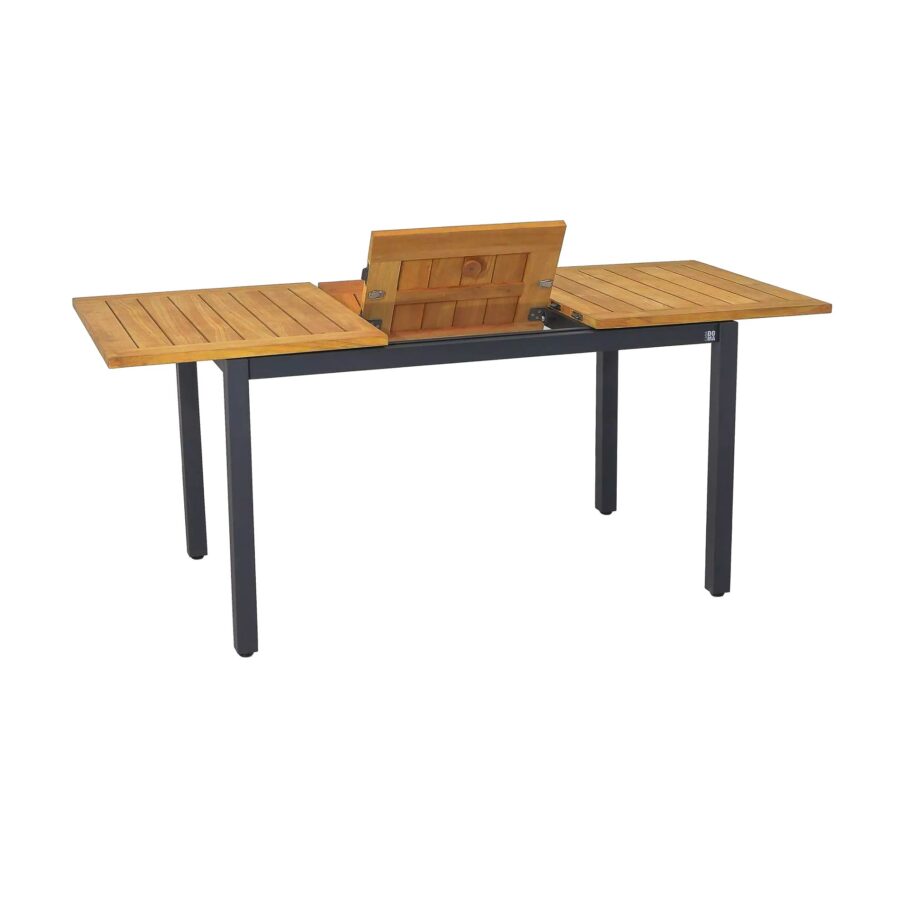 CASA DOMA Ugento Ausziehtisch 130/180 x 80 cm, Gestell Edelstahl anthrazit, Tischplatte Teakholz