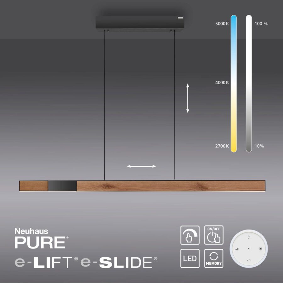 Paul Neuhaus Pendelleuchte Pure-Moto-Rise in Holz natur