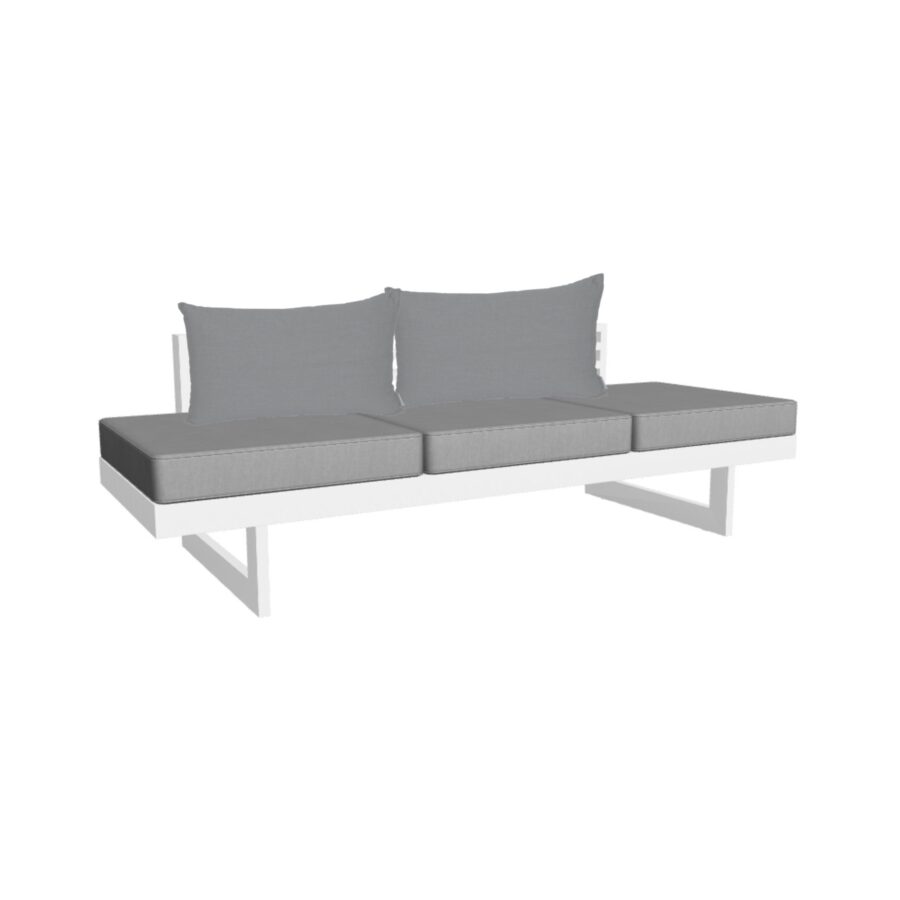 Stern New Holly Lounge/Liege, Gestell Aluminium weiss, Sitzfläche Textil silber, Sitz- und Rückenkissen seidengrau