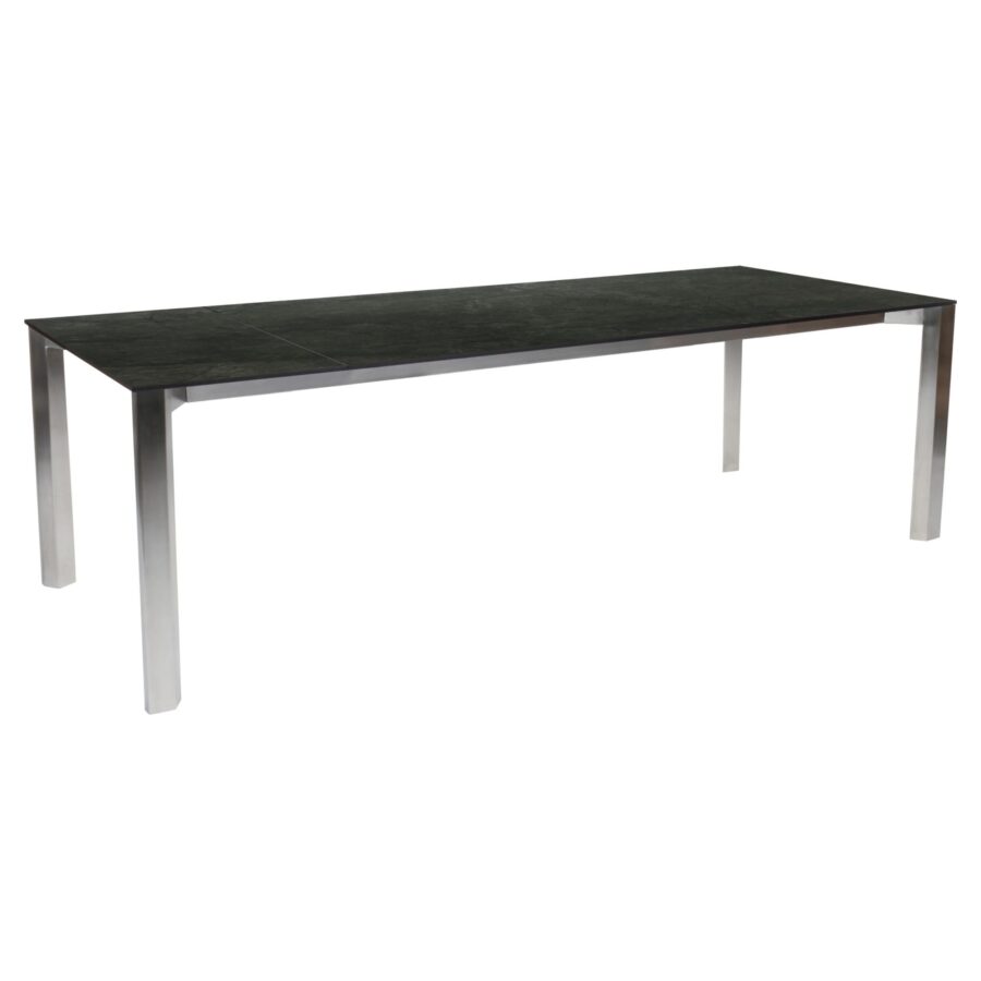 Stern Penta Ausziehtisch, Gestell Edelstahl, Tischplatte HPL Dark Marble, 200/250×100 cm