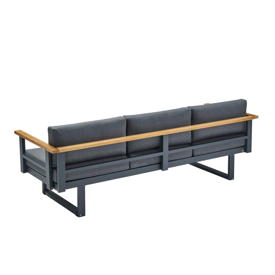 CASA DOMA Aragona 3-Sitzer Loungesofa, Teak, Gestell Alu anthrazit, Polster Tuvatextil® Panama grafito