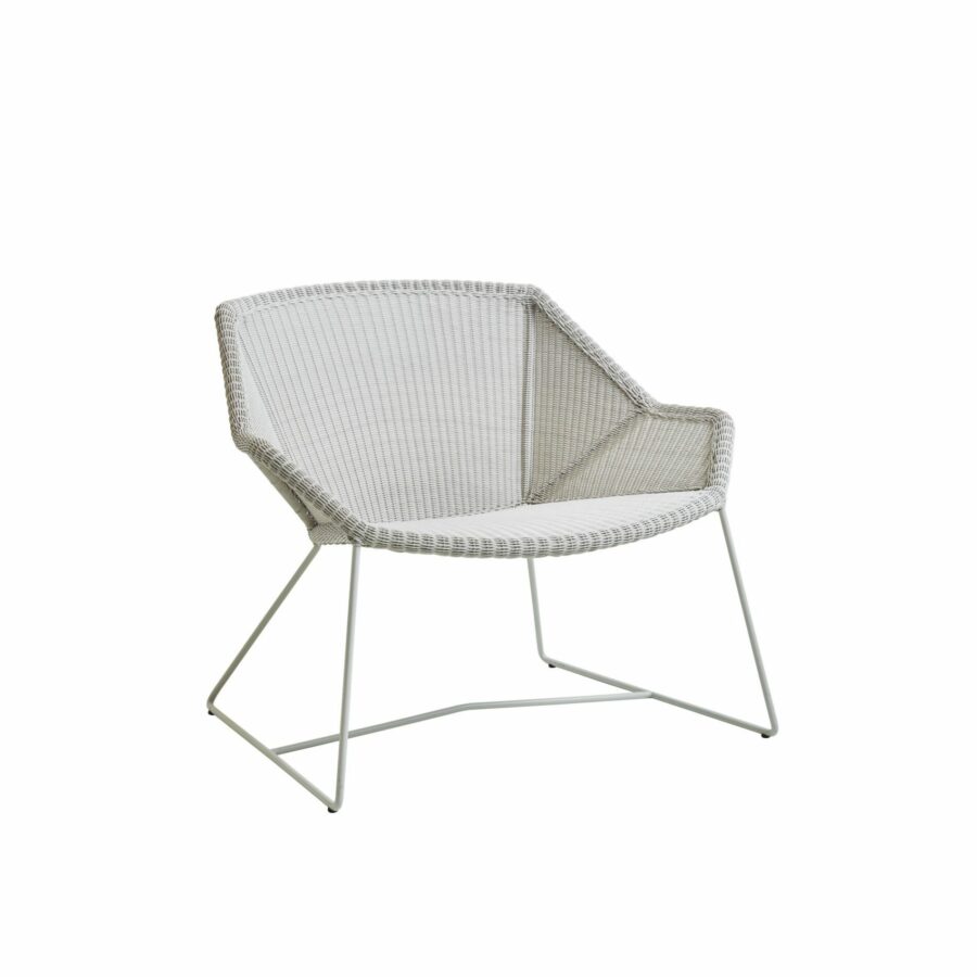 Loungesessel Breeze von Cane-line, Stahlgestell weiss, Polyrattan-Geflecht weiss-grau