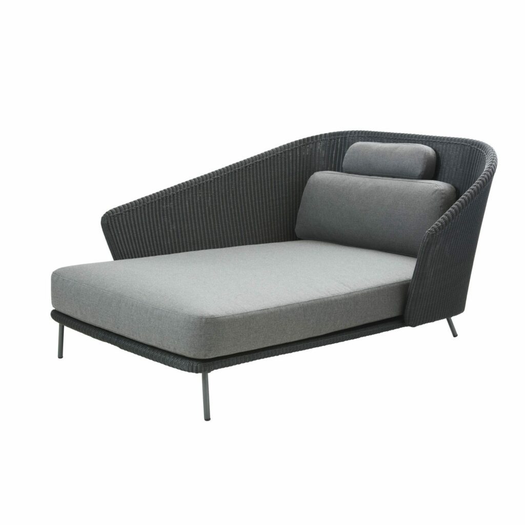 Cane-line Mega Daybed rechts, Geflecht graphit, SoftTouch- oder AirTouch-Kissen grau