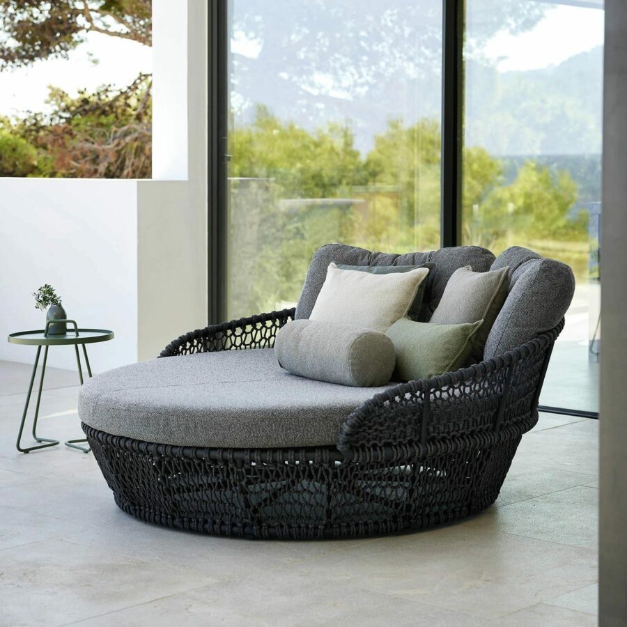 Cane-line Ocean Large Daybed, Gestell Aluminium grau, Soft Rope dark grey, Kissenset dark grey