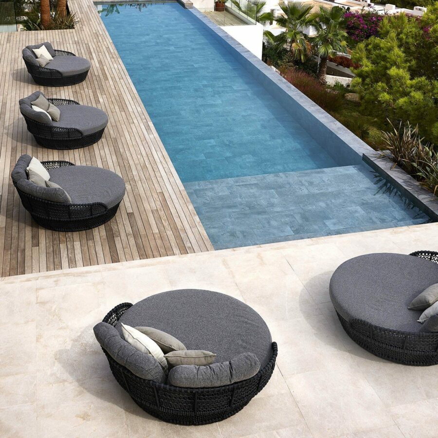 Cane-line Ocean Large Daybed, Gestell Aluminium grau, Soft Rope dark grey, Kissenset dark grey