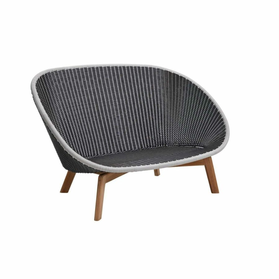 Cane-line Gartensofa Peacock, Gestell Teakholz, Polyrattan grau/hellgrau