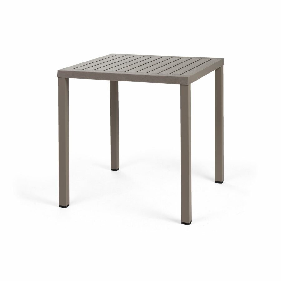 NARDI Cube Gartentisch 70×70 cm, Gestell Aluminium taupe, Tischplatte Kunststoff taupe