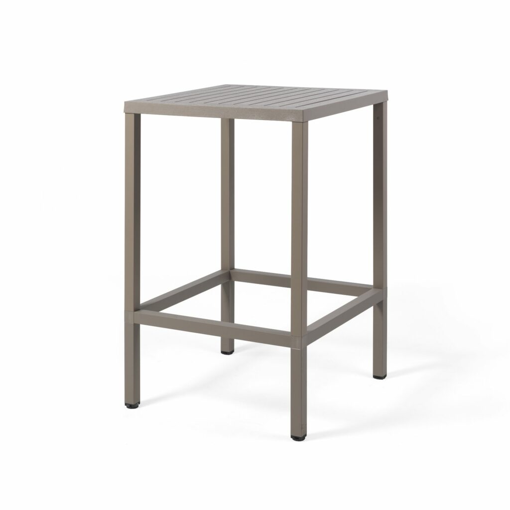 NARDI Cube High Bartisch 70×70 cm, Gestell Aluminium taupe, Tischplatte Kunststoff taupe