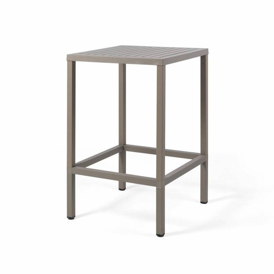 NARDI Cube High Bartisch 70×70 cm, Gestell Aluminium taupe, Tischplatte Kunststoff taupe