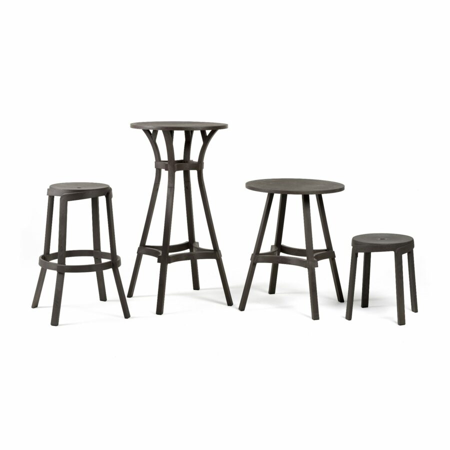 NARDI Stack Hocker und Barhocker, Combo Bistrotisch und Bartisch, regenerierter Kunststoff terra