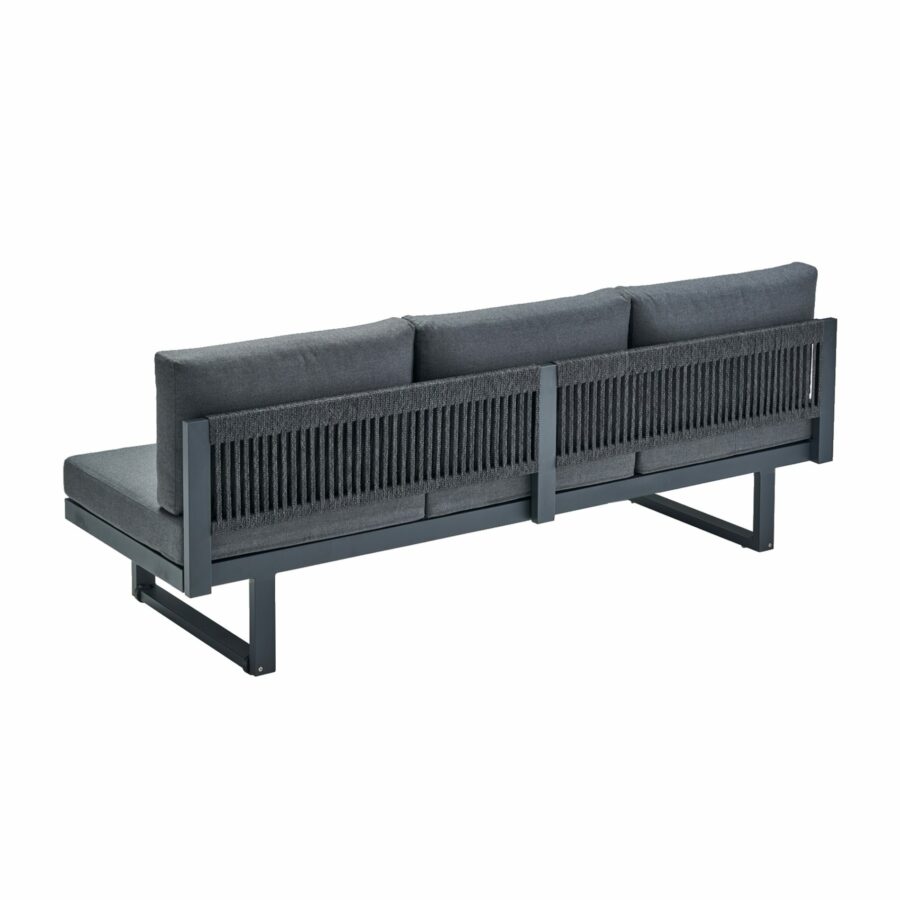 CASA DOMA Aragona 3-Sitzer Loungesofa, Rope, Gestell Alu anthrazit, Polster Tuvatextil® Panama grafito