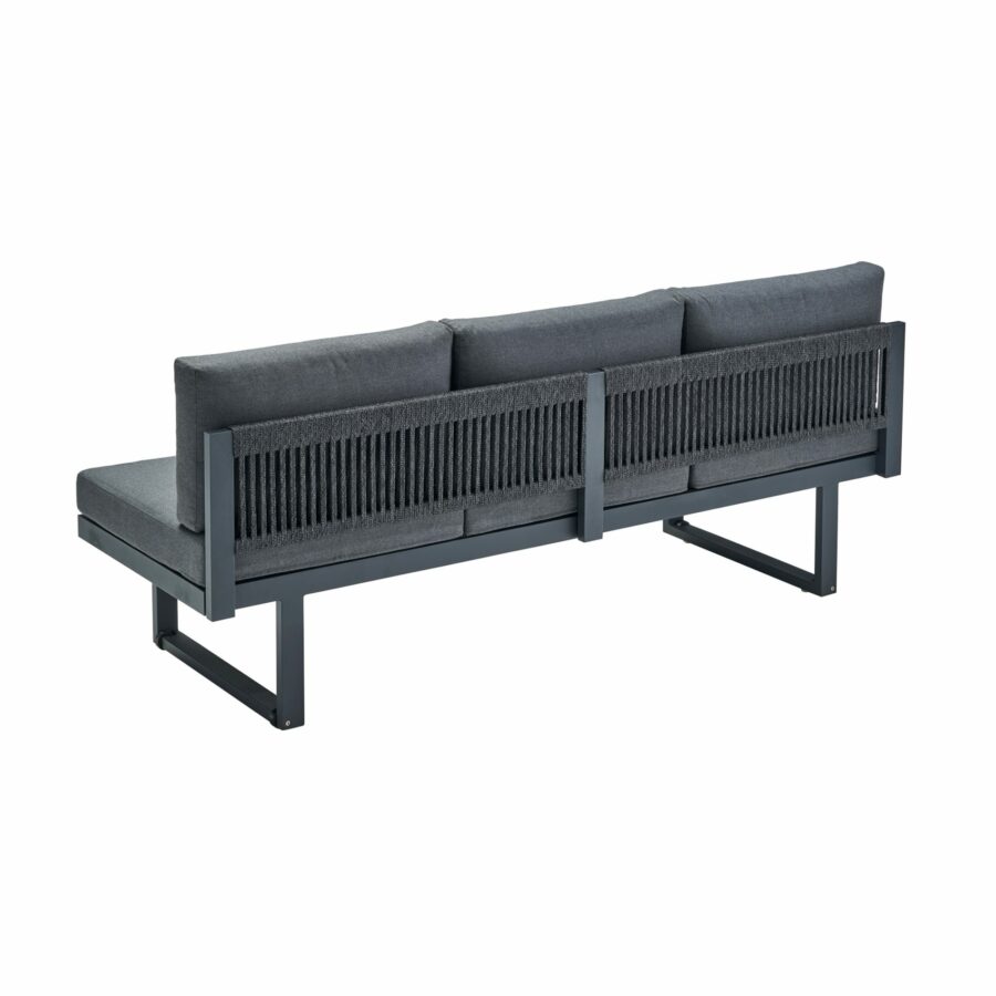 CASA DOMA Aragona DINING 3-Sitzer Loungesofa, Rope, Gestell Alu anthrazit, Polster Tuvatextil® Panama grafito