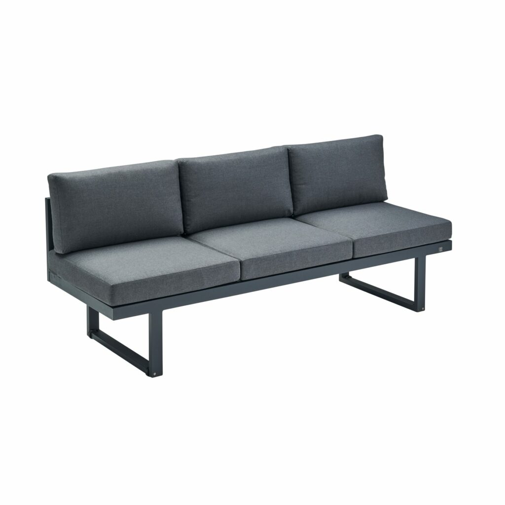 CASA DOMA Aragona DINING 3-Sitzer Loungesofa, Rope, Gestell Alu anthrazit, Polster Tuvatextil® Panama grafito