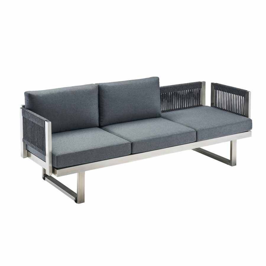 CASA DOMA Aragona 3-Sitzer Loungesofa, Rope, Gestell Edelstahl, Polster Tuvatextil® Panama grafito