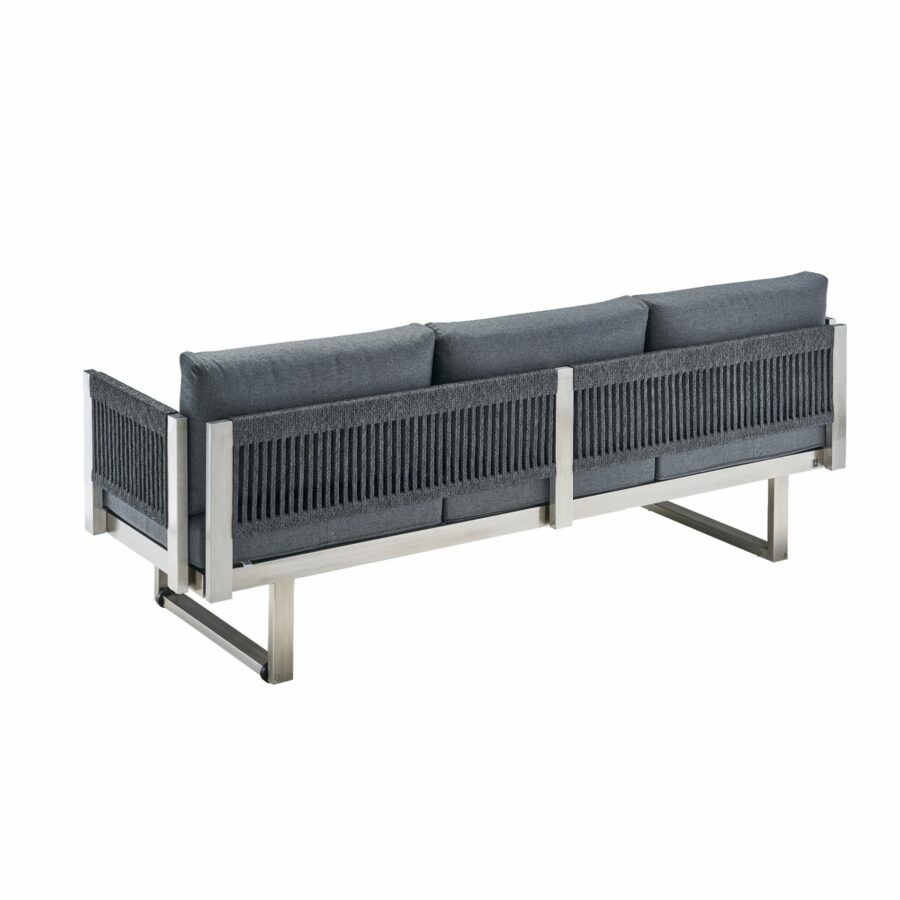 CASA DOMA Aragona 3-Sitzer Loungesofa, Rope, Gestell Edelstahl, Polster Tuvatextil® Panama grafito