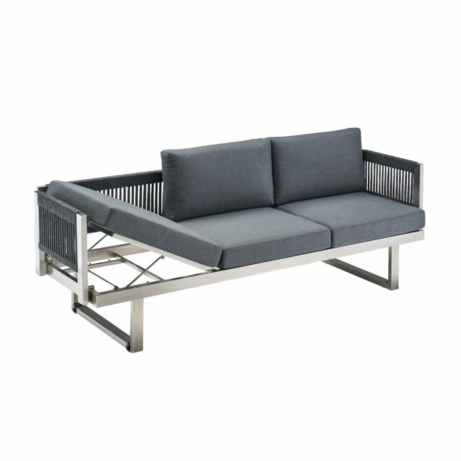 CASA DOMA Aragona 3-Sitzer Loungesofa, Rope, Gestell Edelstahl, Polster Tuvatextil® Panama grafito