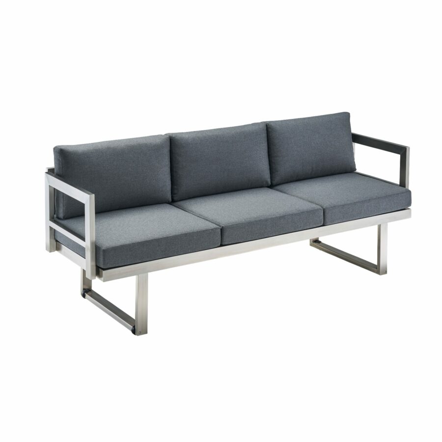 CASA DOMA Aragona DINING 3-Sitzer Loungesofa, Gestell Edelstahl, Polster Tuvatextil® Panama grafito